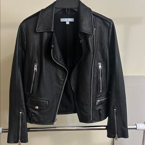 ANTONIO MELANI Black Leather Jacket with Silver Accents